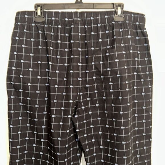 Lacoste XL Black Blue Cotton Croc Logo Print Drawstring Lounge PJ Pants - Picture 8 of 16